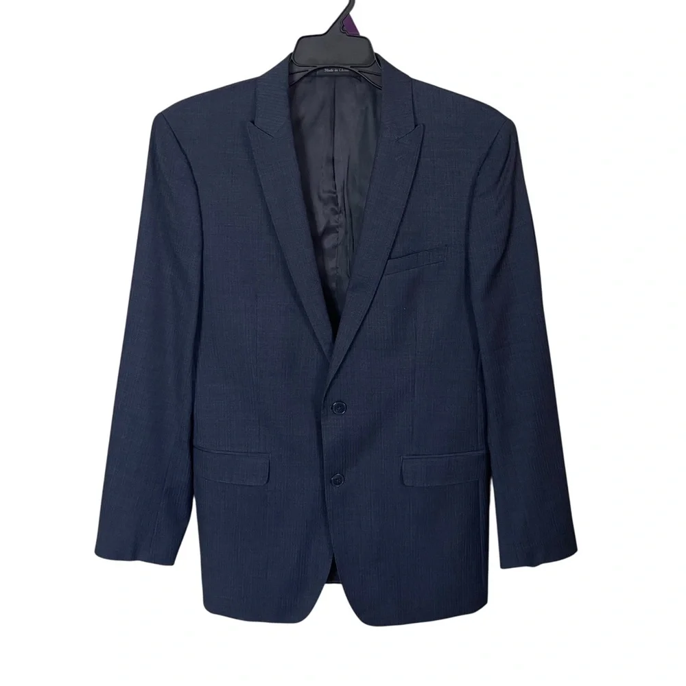 Calvin Klein 2pc Suit Mens 42L Blue Flat Front Pants 34x30 Extra Slim Fit
